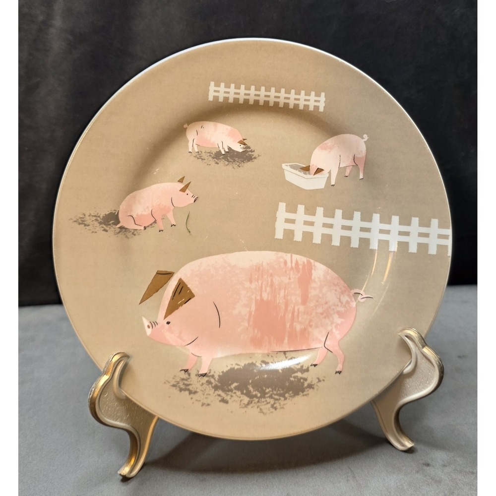 Magpie Plates Hugletts Wood Pig & Hens Charming RARE 2 plates